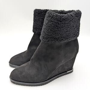 DKNY Powell Wedge Booties Round Toe Back Zip Women's Black Size US9M EU40